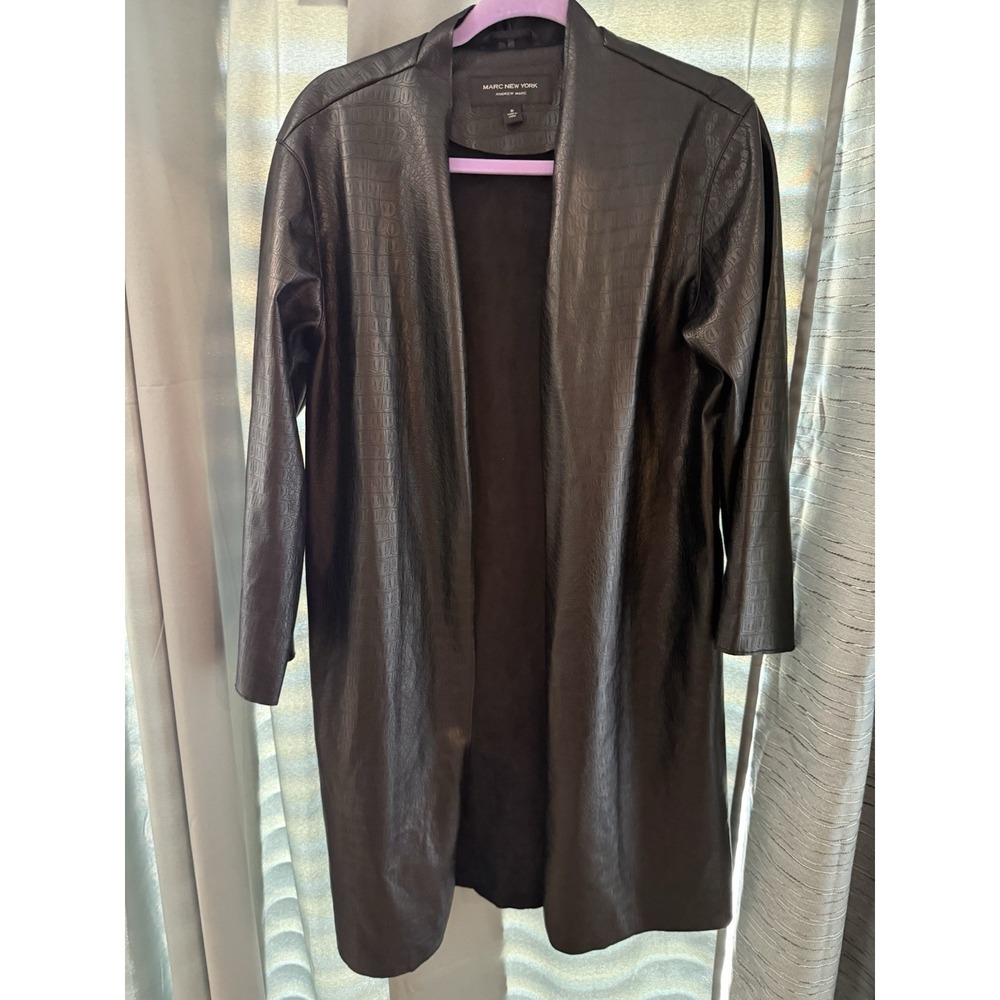 Marc New York Women's Vegan Leather Jacket Crocodile Embossed Black  Size Medium